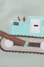 Premium Green excavator applique boy bubble - ARIA KIDS