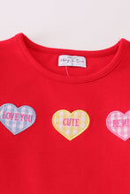 Premium red valentine heart applique girl set - ARIA KIDS