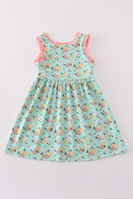 Premium green floral cross embroidery dress - ARIA KIDS