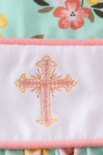 Premium green floral cross embroidery girl bubble - ARIA KIDS