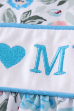 Premium blue floral I love mom embroidery dress - ARIA KIDS