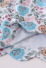 Premium blue floral I love mom embroidery dress - ARIA KIDS