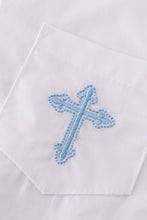 Premium cross embroidery button down long sleeve shirt - ARIA KIDS