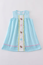 Premium mint bunny egg embroidery gingham dress - ARIA KIDS