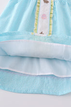 Premium mint bunny egg embroidery gingham dress - ARIA KIDS