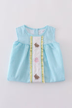 Premium mint bunny egg embroidery gingham dress - ARIA KIDS