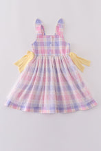 Premium pink bunny bow plaid dress - ARIA KIDS