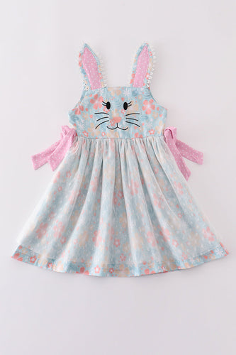 Premium green bunny bow floral dress - ARIA KIDS