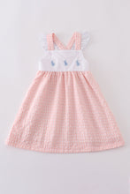 Premium Pink bunny embroidery gingham dress - ARIA KIDS
