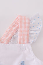 Premium Pink bunny embroidery gingham dress - ARIA KIDS