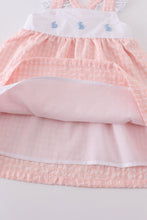 Premium Pink bunny embroidery gingham dress - ARIA KIDS