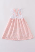 Premium Pink bunny embroidery gingham dress - ARIA KIDS