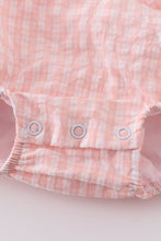 Premium Pink bunny embroidery gingham bubble - ARIA KIDS