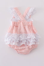 Premium Pink bunny embroidery gingham bubble - ARIA KIDS
