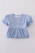 Premium Blue cross embroidery dress - ARIA KIDS