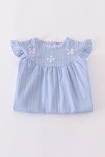 Premium blue cross embroidery dress - ARIA KIDS