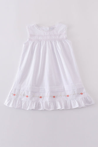 Premium white floral embroidery ruffle dress - ARIA KIDS