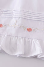 Premium white floral embroidery ruffle dress - ARIA KIDS