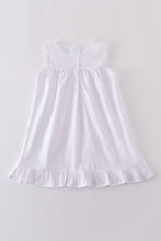 Premium white floral embroidery ruffle dress - ARIA KIDS