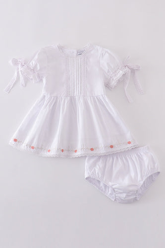 Premium white floral embroidery bloomer set - ARIA KIDS