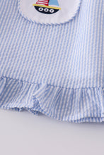 Premium Blue sailboat embroidery bloomer set - ARIA KIDS