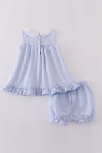 Premium Blue sailboat embroidery bloomer set - ARIA KIDS