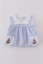 Premium Blue sailboat embroidery bloomer set - ARIA KIDS