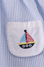 Premium Blue sailboat embroidery dress - ARIA KIDS