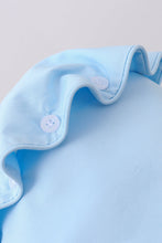 Blue ruffle bow bonnet