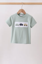 Green vehicle embroidery top