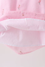 Pink stripe seersucker flamingo dress