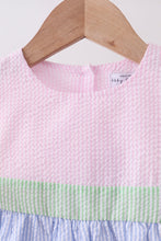 Pink&blue seersucker ruffle dress
