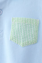 Blue pocket button down shirt