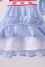 Blue flag embroidery ruffle bloomer set