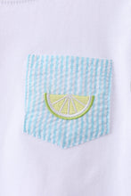 Blue lemon embroidery shorts set
