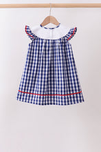Black flag fireworks embroidery gingham dress