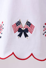 Red flag fireworks embroidery ruffle bloomer set