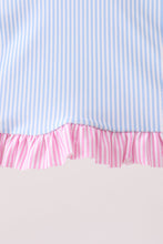 Blue stripe ruffle rashguard set