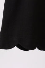 Black flutter sleeve scalloped top