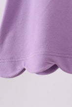 Dark purple flutter sleeve scalloped top