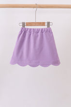 Dark purple scallop hem bow skort