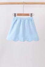 Mint scallop hem bow skort