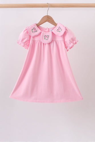 Pink Floral Embroidery Dress - ARIA KIDS