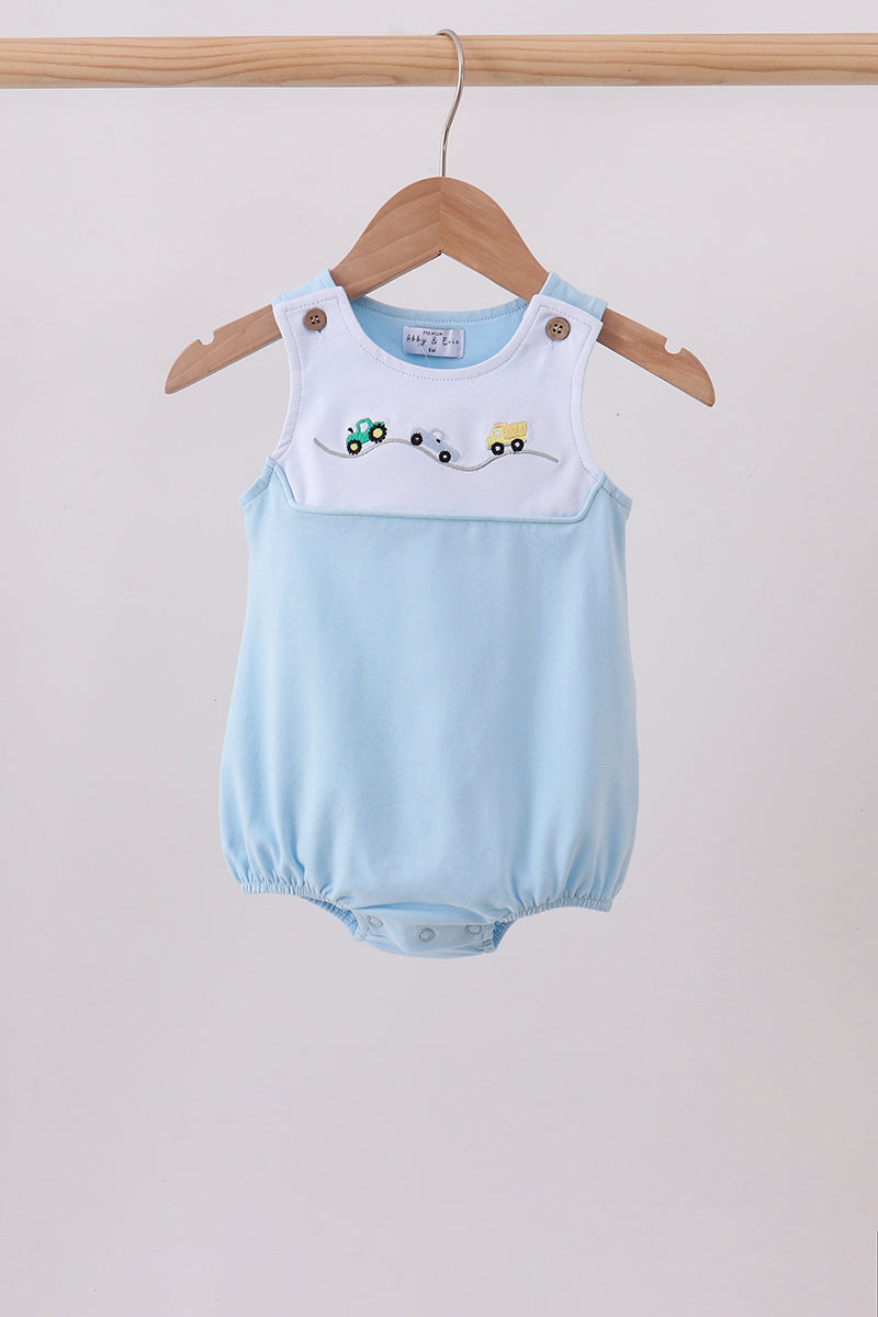 Blue Vehicle Embroidered Bubble - ARIA KIDS