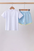 Blue Vehicle Embroidered Set