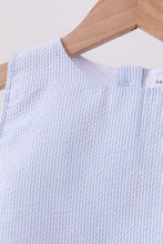 Blue Seersucker Stripe Scalloped Shorts Set - ARIA KIDS