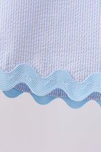 Blue Seersucker Stripe Scalloped Shorts Set - ARIA KIDS