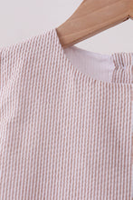 Khaki Seersucker Stripe Scalloped Shorts Set - ARIA KIDS