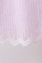 Pink Seersucker Stripe Scalloped Dress - ARIA KIDS