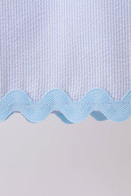 Blue Seersucker Stripe Scalloped Dress - ARIA KIDS